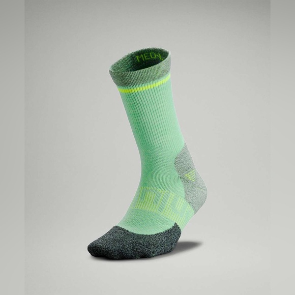Lululemon Power Stride Hiking Crew Sock - NWT - Wild Mint / Highlight Yellow - Picture 2 of 5